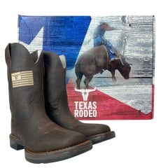 Bota Texana Masculina Texas Rodeo Jump Texas Preta Pé: Crazy Café Cano Fossil Marrom Ref:TR658