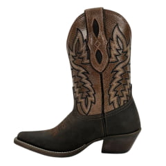 Bota Texana Masculina Vimar Bico Fino Cano Alto Couro Crazy Horse/ KZA/ Castanho/ Café Sola CPLAC-V001 REF: 81360