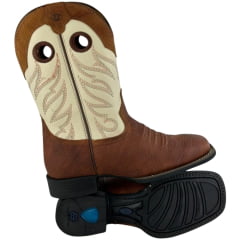 Bota Texana Masculina Vimar Bico Quadrado Couro Flater Havana Cano Cru Sola Flex Ref:81424