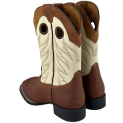Bota Texana Masculina Vimar Bico Quadrado Couro Flater Havana Cano Cru Sola Flex Ref:81424