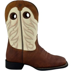 Bota Texana Masculina Vimar Bico Quadrado Couro Flater Havana Cano Cru Sola Flex Ref:81424