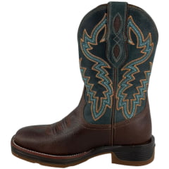 Bota Texana Masculina Vimar Bico Quadrado Couro Fóssil Café/Tex Sela Sola Stronger Café - Ref:81408