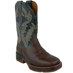 Bota Texana Masculina Vimar Bico Quadrado Couro Fóssil Café/Tex Sela Sola Stronger Café - Ref:81408
