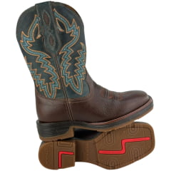 Bota Texana Masculina Vimar Bico Quadrado Couro Fóssil Café/Tex Sela Sola Stronger Café - Ref:81408