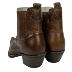 Bota Texana Masculina Vimar Boots Bico Fino Cano Curto Couro Atlanta Café Sola CPLAC-V001 REF: 82038