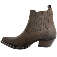 Bota Texana Masculina Vimar Bico Fino Cano Curto Couro Crazy Horse Marrom Sola CPLAC-V001 REF: 82038