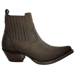 Bota Texana Masculina Vimar Bico Fino Cano Curto Couro Crazy Horse Marrom Sola CPLAC-V001 REF: 82038