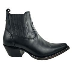 Bota Texana Masculina Vimar Bico Fino Cano Curto Couro Crazy Horse Preto Sola CPLAC-V002 Ref: 82038