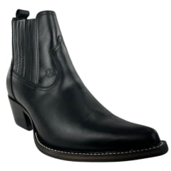 Bota Texana Masculina Vimar Bico Fino Cano Curto Couro Crazy Horse Preto Sola CPLAC-V002 Ref: 82038