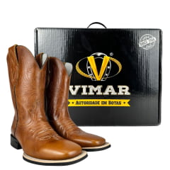 Bota Texana Masculina Vimar Boots Bico Quadrado Atlanta/Havana Sola Magnum- V00 Ref-:81363