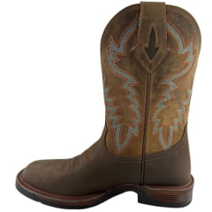 Bota Texana Masculina Vimar Bico Quadrado Couro Crazy Horse Café/Fóssil Caramelo Sola Xtreme 002 Ref:81408