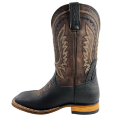 Bota Texana Masculina Vimar Boots Bico Quadrado Couro Discovery Preto Sola Nebraska Ref:81418