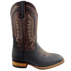 Bota Texana Masculina Vimar Boots Bico Quadrado Couro Discovery Preto Sola Nebraska Ref:81418
