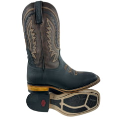 Bota Texana Masculina Vimar Boots Bico Quadrado Couro Discovery Preto Sola Nebraska Ref:81418