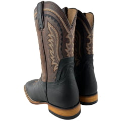Bota Texana Masculina Vimar Boots Bico Quadrado Couro Discovery Preto Sola Nebraska Ref:81418