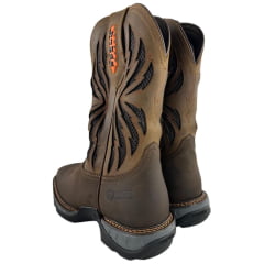 Bota Texana Masculina Vimar Boots Bico Quadrado Couro Hidro Oil Coffe/Fóssil Castanho Sola Tundra 004 Ref:81410