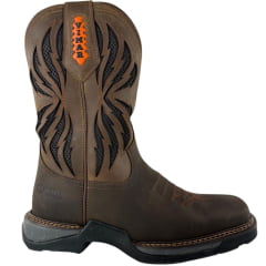 Bota Texana Masculina Vimar Boots Bico Quadrado Couro Hidro Oil Coffe/Fóssil Castanho Sola Tundra 004 Ref:81410