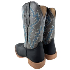 Bota Texana Masculina Vimar Boots Bico Quadrado Couro Hidro Oil Preto Sola Smoke Ref:81408