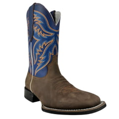 Bota Texana Masculina Vimar Boots Bico Quadrado Crazy Fossil Café Anil Sola Magnum Ref:81350