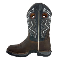 Bota Texana Masculina Vimar Cano Médio Tundar Bico Quadrado Solado Jump Café/Azul Marinho Ref:81330