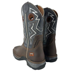 Bota Texana Masculina Vimar Cano Médio Tundar Bico Quadrado Solado Jump Café/Azul Marinho Ref:81330