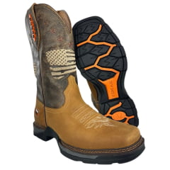 Bota Texana Masculina Vimar Cano Médio Tundra Bico Quadrado Solado Jump Bandeira Dallas Bambu Ref:81385