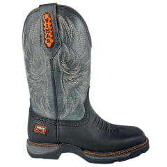 Bota Texana Masculina Vimar Cano Médio Tundra Bico Quadrado Solado Jump Preto/Chumbo Ref:81398