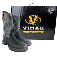 Bota Texana Masculina Vimar Cano Médio Tundra Bico Quadrado Solado Jump Preto/Chumbo Ref:81398