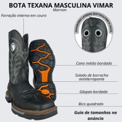 Bota Texana Masculina Vimar Crazy Horse Preto Tundra Ref:81388