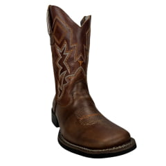 Bota Texana Masculino Big Bull Boots Couro Floater Tabaco/ F Cela Com Bordado Ref:900-110 Cenoura