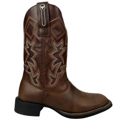 Bota Texana Masculino Big Bull Boots Couro Floater Tabaco/ F Cela Com Bordado Ref:900-110 Cenoura