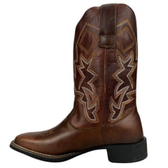 Bota Texana Masculino Big Bull Boots Couro Floater Tabaco/ F Cela Com Bordado Ref:900-110 Cenoura