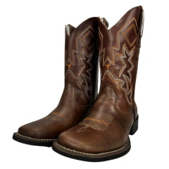 Bota Texana Masculino Big Bull Boots Couro Floater Tabaco/ F Cela Com Bordado Ref:900-110 Cenoura