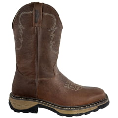 Bota Texana Masculino Jácomo Bico Quadrado Solado Work Couro Fóssil Bufalino Saar - Ref:30001/WEB