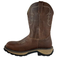 Bota Texana Masculino Jácomo Bico Quadrado Solado Work Couro Fóssil Bufalino Saar - Ref:30001/WEB