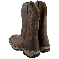 Bota Texana Masculino Jácomo Bico Quadrado Solado Work Couro Fóssil Bufalino Saar - Ref:30001/WEB