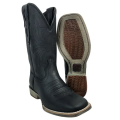 Bota Texana Masculina Vimar Boots Bico Quadrado Couro Discovery Preto Sola TXS-002F78 Ref:81363