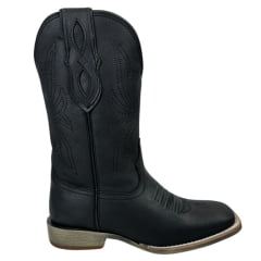 Bota Texana Masculina Vimar Boots Bico Quadrado Couro Discovery Preto Sola TXS-002F78 Ref:81363