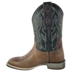 Bota Texana Masculina Vimar Boots Bico Quadrado Couro Fóssil Castanho Cano Verde Sola TXS -002F78 Ref:81405