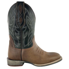 Bota Texana Masculina Vimar Boots Bico Quadrado Couro Fóssil Castanho Cano Verde Sola TXS -002F78 Ref:81405