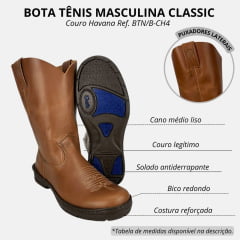 Bota Tênis Masculina Classic Couro Havana Ref. BTN/B-CH4