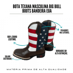 Bota Texana Masculina Big Bull Boots Bandeira dos EUA