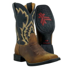 Bota Texana Masculina Goyazes Couro Dalas Ocre Ref.211501-cf