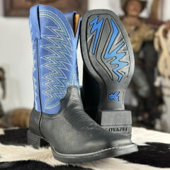 Bota Texana Masculina Goyazes - Preto/Azul Ref: 211502-CF