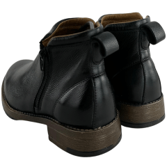 Botina Masculina Badana Bico Redondo Couro Preto Zíper Solado Rock Preto - Ref:8301