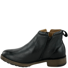 Botina Masculina Badana Bico Redondo Couro Preto Zíper Solado Rock Preto - Ref:8301