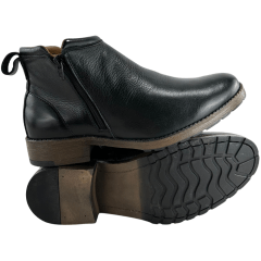 Botina Masculina Badana Bico Redondo Couro Preto Zíper Solado Rock Preto - Ref:8301