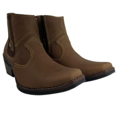 Botina Masculina Zboots Bico Fino Couro Mustang Sela - REF:6702