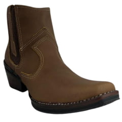 Botina Masculina Zboots Bico Fino Couro Mustang Sela - REF:6702