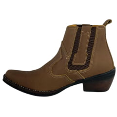 Botina Masculina Zboots Bico Fino Couro Mustang Sela - REF:6702